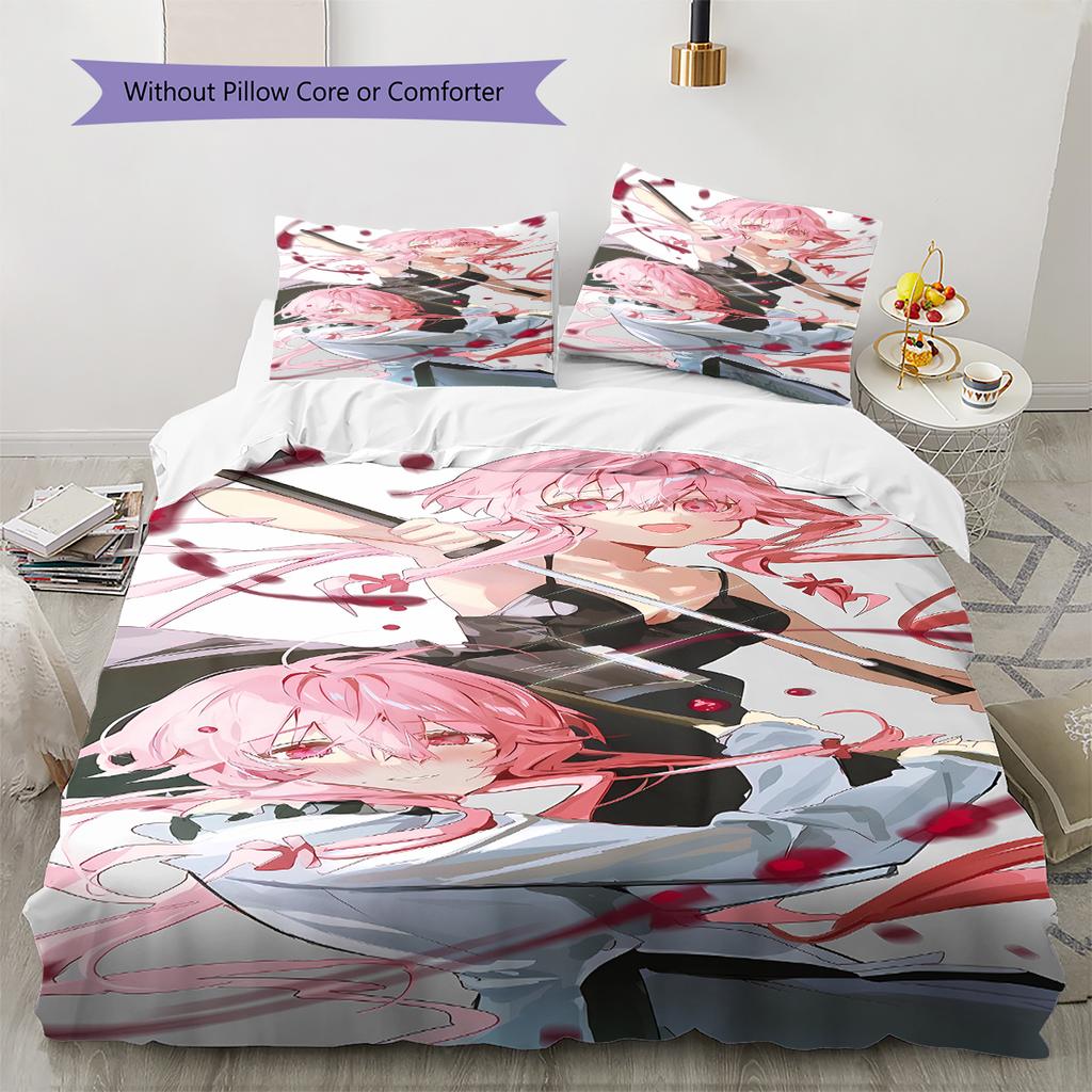 Gasai Yuno Pattern Bedding,Quilt Set Quilt Cover Pillowcase Home Birthday Gift (1 * duvet cover + 2 * pillowcase, without core)