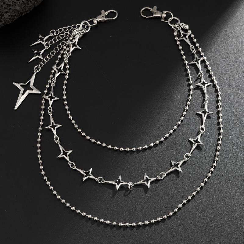 Men's Fashion Waist Chain Trendy Detachable Cross Pendant for Trousers Perfect for Street Style