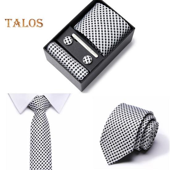 6Pcs/Set Tie Pocket Square Cufflinks Set Gift Box Masculine Charm Faux Silk Fabric Bright Colors Business Tie Men Accessories Gift Set