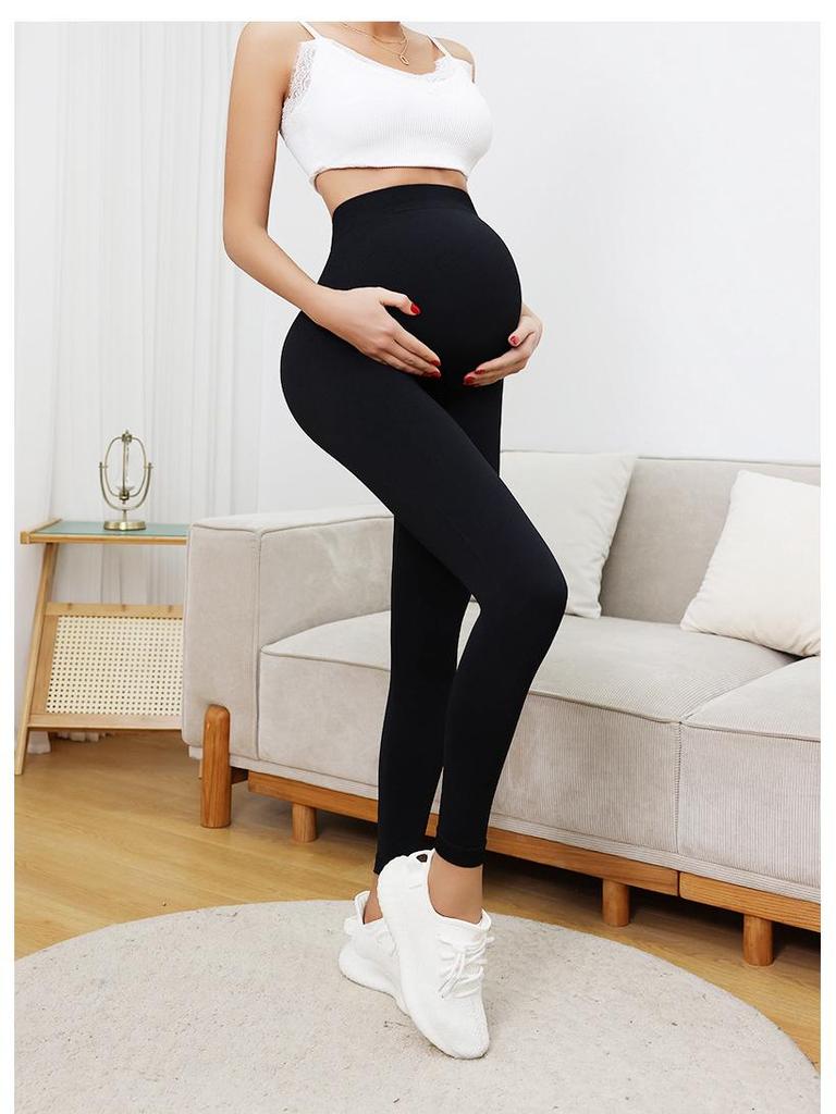 2025 Seamless High-Waist Maternity Yoga Leggings In Black