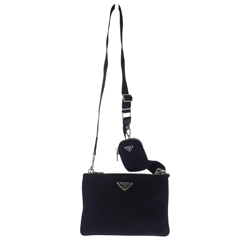 Prada 1BH046 Bolsa de Ombro preto/NERO Nylon/couro Mulheres