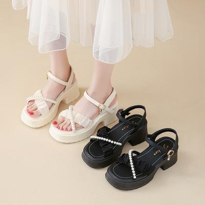 Sandals Medium Heel Summer New Fairy Skirt Small Platform High Heels Thick Heel
