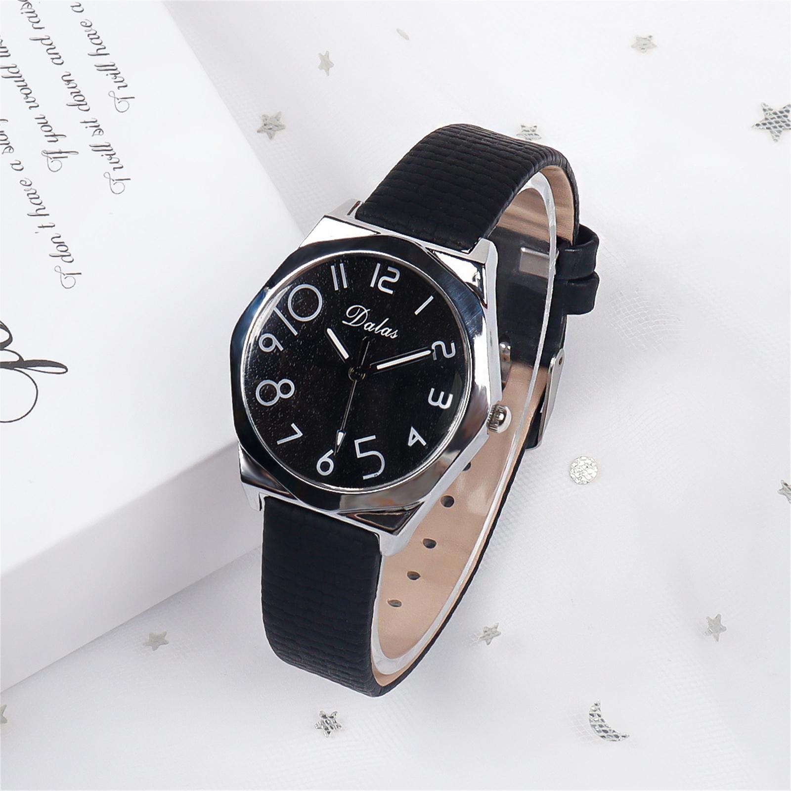 

Женские модные кожаные часы One Size чёрный