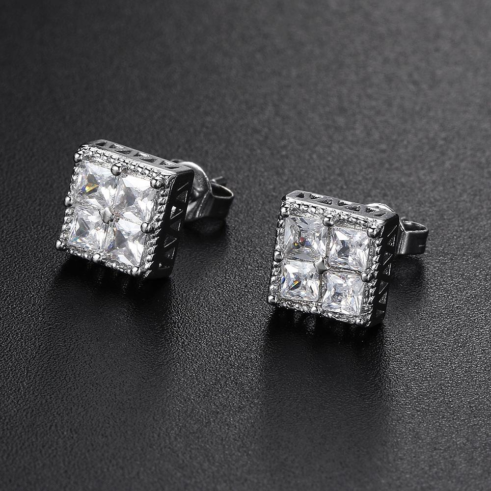 

Simple Men s Earrings Square Shape Zircon Gold Color Piercing Ear Studs Cartilage Accessories Hip Hop Jewelry Wholesale OHE150