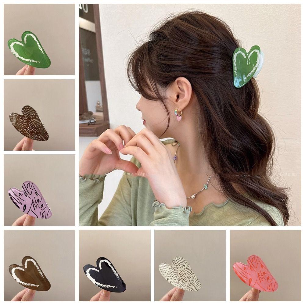 

Acrylic Love Hair Clip Geometry Shark Clip Creative Heart Hair Claw Female