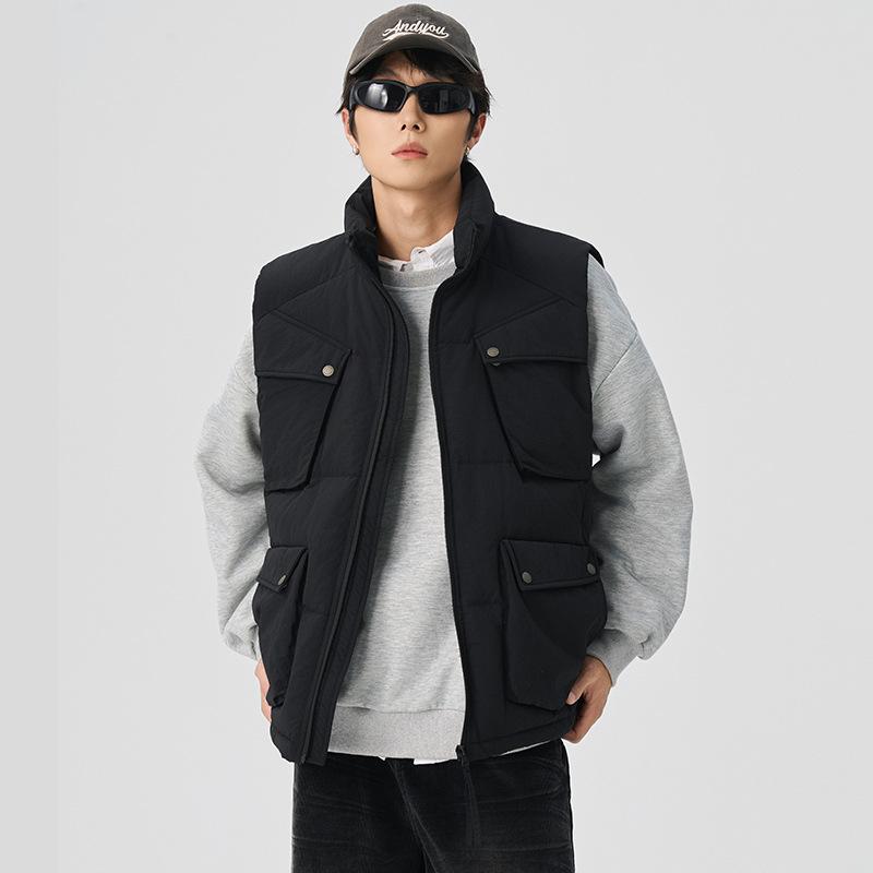 Tide American Down Vest Men's Thermal Vest Autumn and Winter Overalls Plus Fat Plus Sleeveless Shoulder Jacket