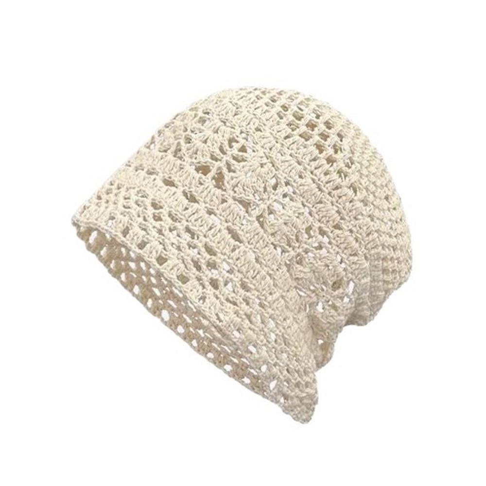 Fashion Cotton Women Beanie Hat Crochet Slouchy Floral Skull Cap Handmade Lightweight Knitted Hat Summer