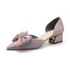 2123-18 high-heeled sandals women's 2025 summer Korean version bow hollow sandals pointed thick heel single shoes women