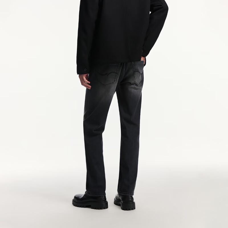 JACK&JONES Men's Whiskered Washed Straight-Leg Denim Jeans