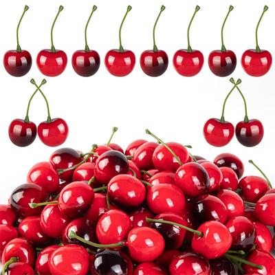 10/20Pcs Artificial Cherry Double Headed Fake Fruit Model Cake Ornament Food Props Party Decor Home Table Decor Craft Decoration