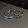 Glow In Dark Blue Green Light Star Ring Fluorescent Heart Ring For Women Men Couples Finger Rings Luminous Jewelry Adjustable