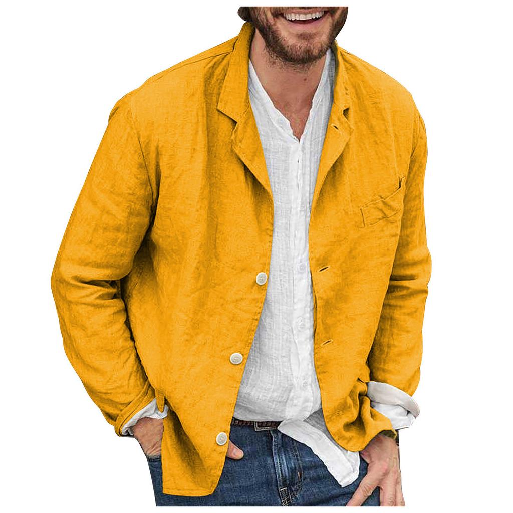 Herren Frühling Und Mode Lässig Baumwolle Leinen Farbe Locker Anzugjacke