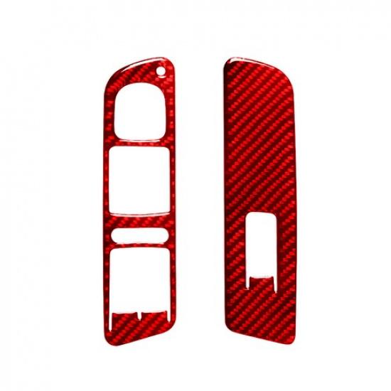 For Volkswagen Tiguan Red Carbon Fiber Interior Front Door Control Cover Trim