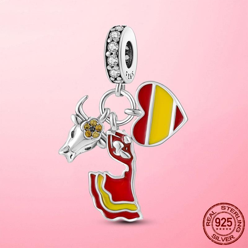 New 925 Silver Snake Coffee Cup Dog CZ Cactus Charms Beads Fit Original Women Bracelet Fine Silver Jewelry Gift
