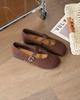 Korean Version of Matte Leather Mary Jane Shoes Women's 2025 New Autumn Grandma Shoes Flat Bottom Shallow Mouth Single Shoes Ballet Shoes