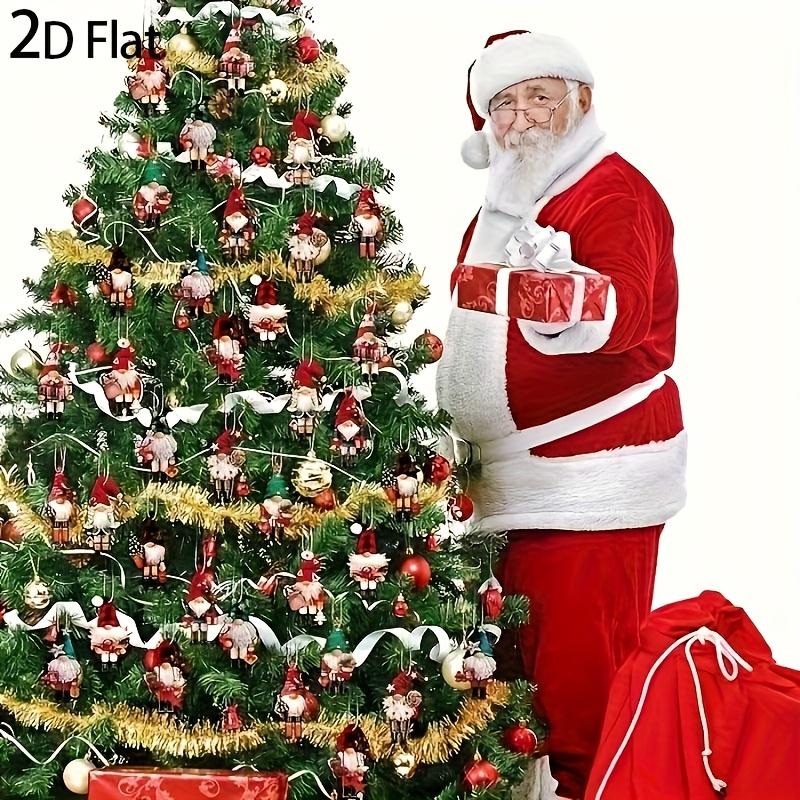 2D Flat 24pcs Christmas 2D Festive Nutcracker Tree Hanging Decorations, Holiday Party, Friends Gathering Yard, Room Decoration with Twine