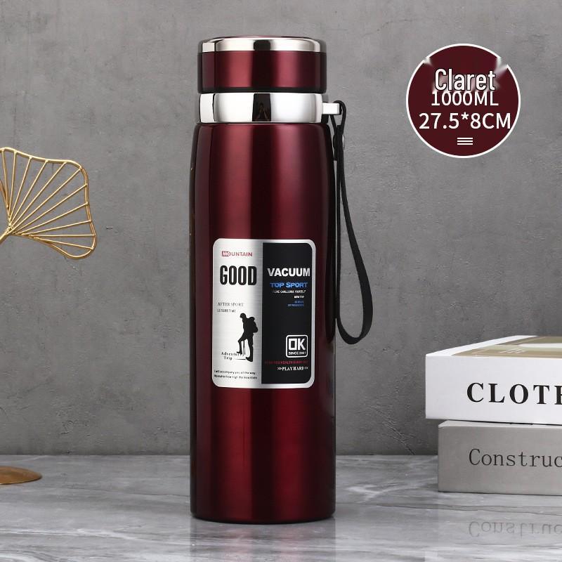 Large Capacity Insulated Stainless Steel Water Bottle with Portable Lanyard