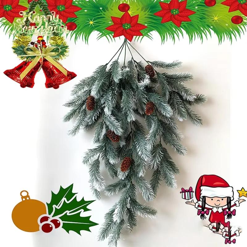 Weihnachtsbaum Hängepflanzen Tränentropfenförmige Weihnachts-Wanddekoration Festival Dekorative Pflanze Hohe Qualität Für Treppengeländer