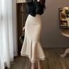 Women's Spring and Autumn High Waist Temperament Pure Color Package Hip Half-body Skirt Only Beautiful Commuter Half-body Skirt