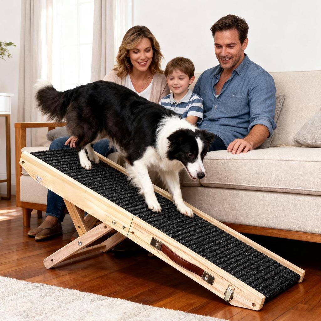 Dog Ramp For Couch 4-Level Foldable Portable Stairs Wooden Dog Steps For Bed For Dogs Cats Couch Suv Indoor Various Furniture