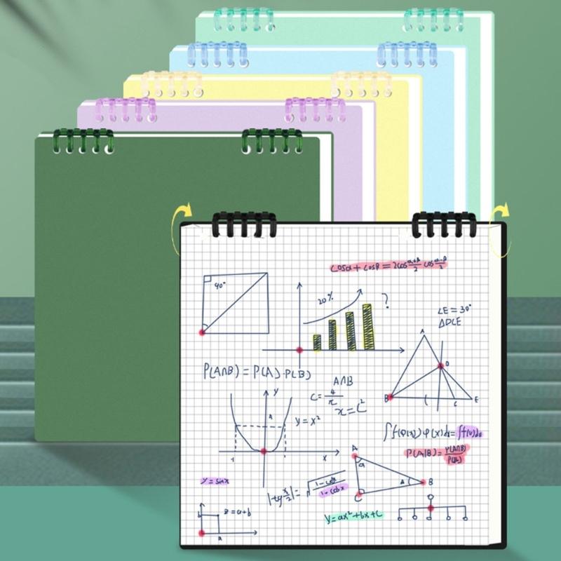 Binder Notebook Refillable 10 Hole Pre-Punched Binder Journal Notebook 120 Pages Gridded for Noting Planning Journaling