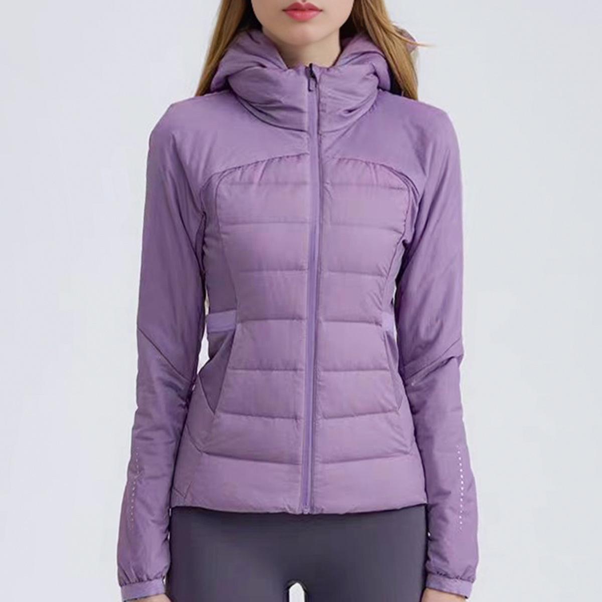 

Женская спортивная пуховая куртка Lulu Style приталенного кроя - Легкая, теплая, ветрозащитная, для йоги и бега XL фиолетовый