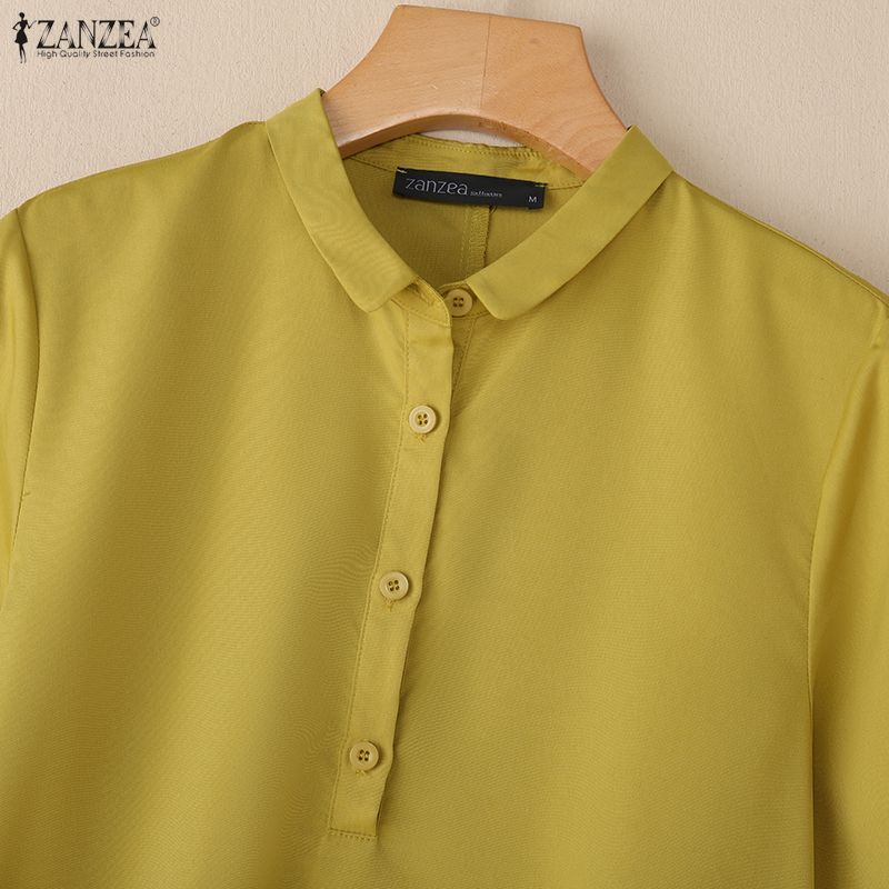 ZANZEA Women Summer Casual Solid Color Loose Short Sleeve Dress