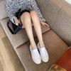 Lässige Damen Leder Slipper Dicke Sohle Herbst Outdoor Lässige Sneaker Slip On Runde Zehenpartie Einfarbig Lässige Schuhe Größe 35-40