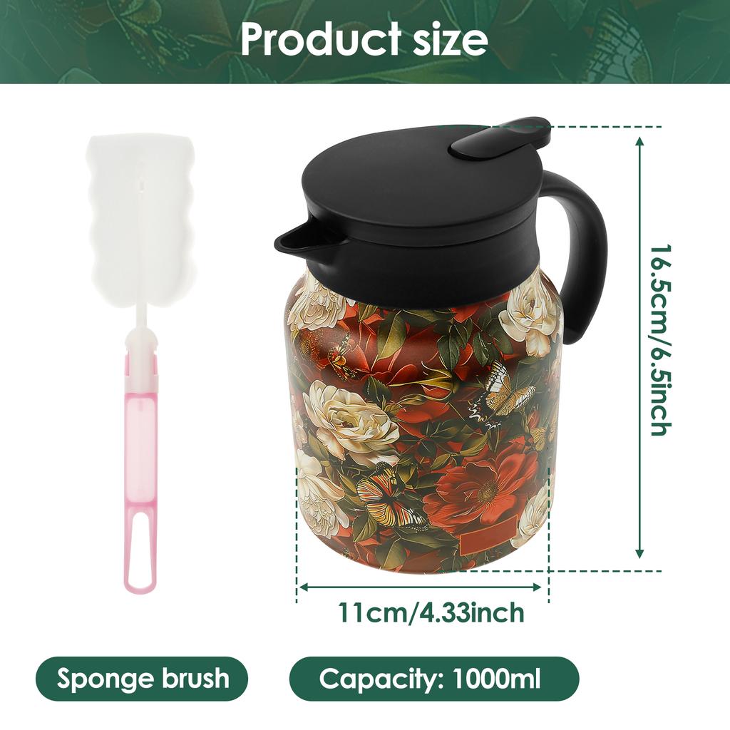 1000/800ML Tea Pot Stainless Steel Thermal Tea Kettle with Tea Strainer Built Infuser Brewer Teapot for Home Office Hot Kettle