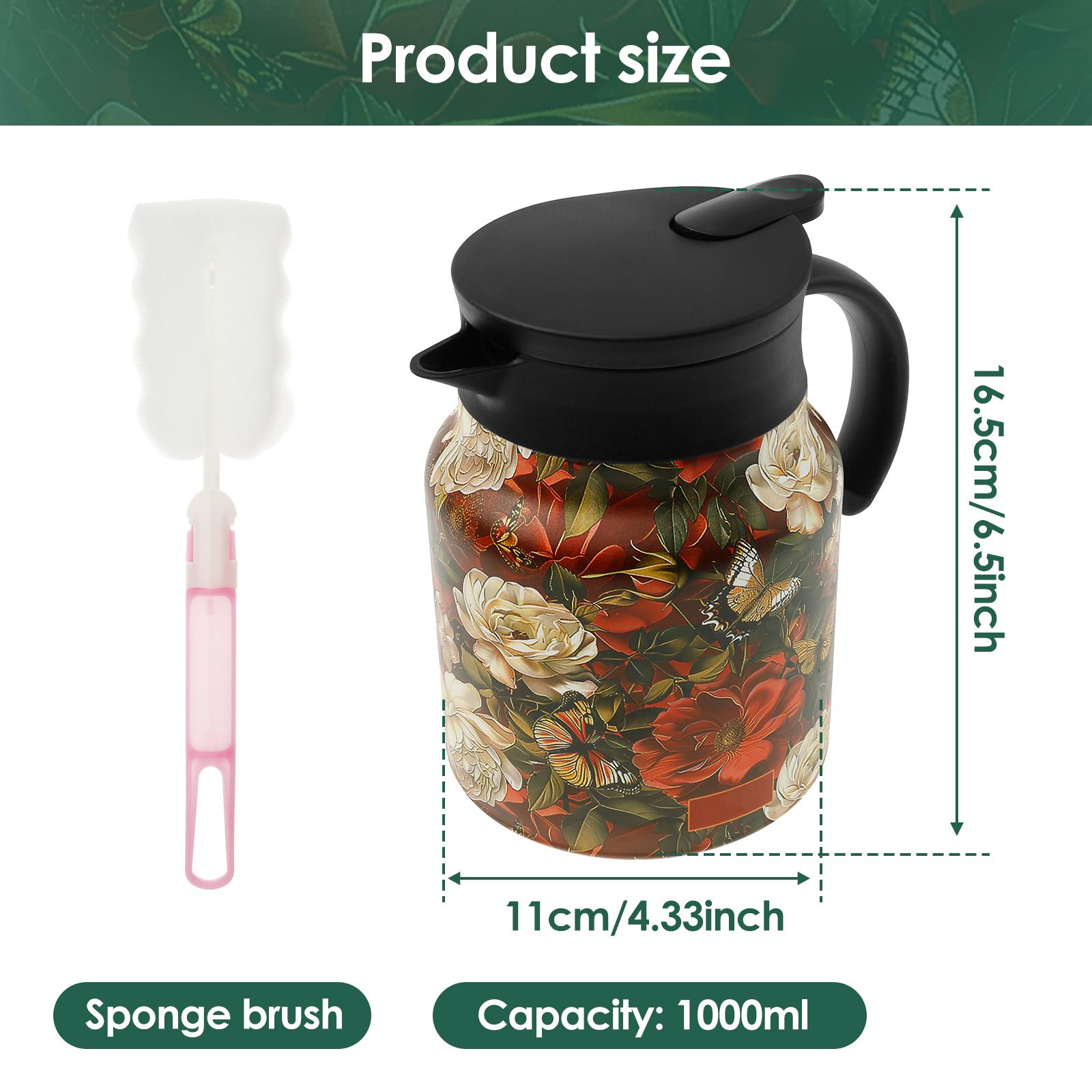 

1000/800ML Tea Pot Stainless Steel Thermal Tea Kettle with Tea Strainer Built Infuser Brewer Teapot for Home Office Hot Kettle