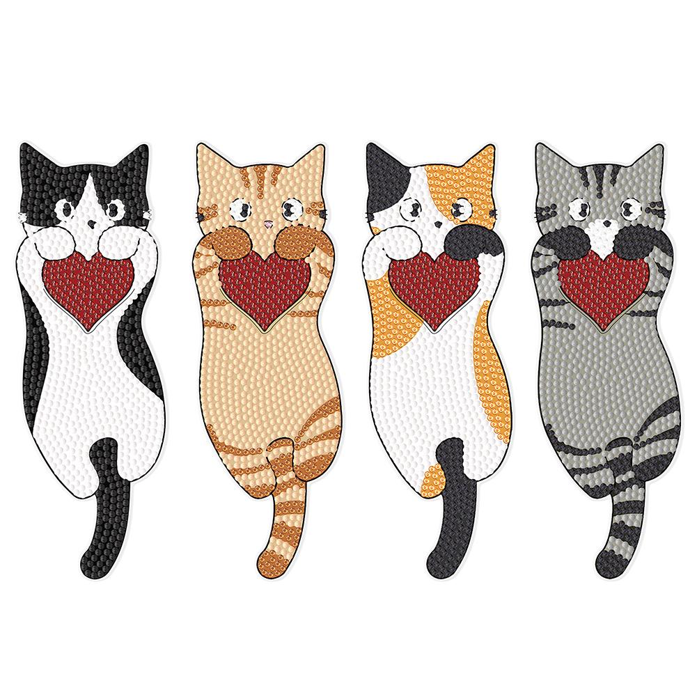 3Pcs Cat Patterns DIY Diamond Painting Bookmark Diamond Bookmark Art Projects for Beginners Ideal Choice for Home Office Use