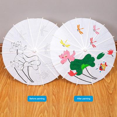 30/40/60/84CM DIY Ruční Malování Papírový Deštník Čínský Styl Dekorativní Olejový Papírový Deštník s Dřevěnou Rukojetí Dětské Omalovánky Orientální Deštník Řemesla