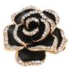 Flower Brooch Pin Rhinestone Elegant Shiny Stylish Alloy Vintage Flower Brooch Black for Party