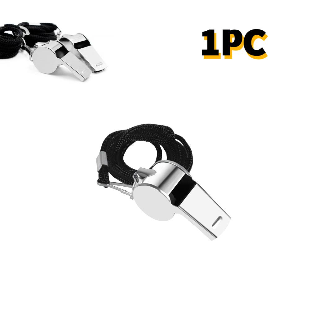 Survival Whistle with Rope Cheer Whistles Loud Crisp Sound Whistle Soccer Football Basketball Training Stainless Steel Whistle