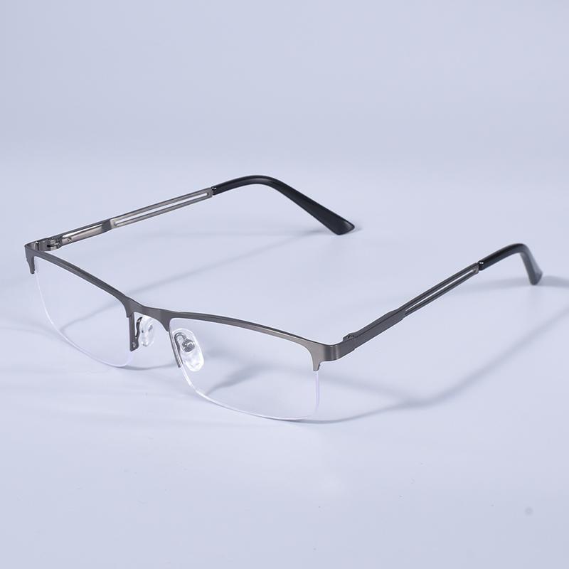 Men Blue Light Blocking Reading Glasses Metal Half Frame Prescription Eyeglasses With Spring Hinge Computer Reader +125+175