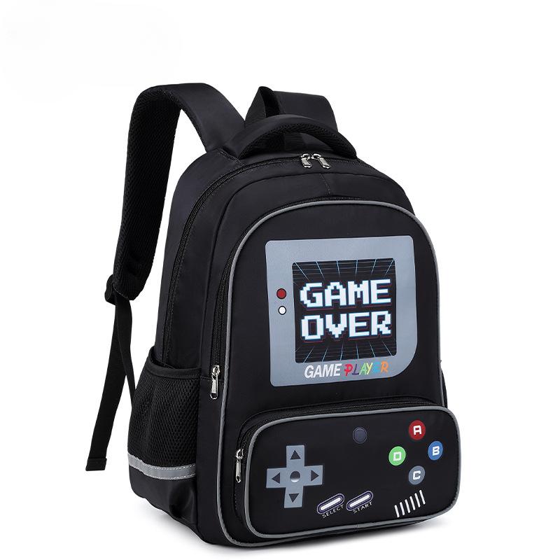 Three-piece Set of Primary School Student Backpack and Game Console with Zipper Lightweight Load-reducing and Spine-protecting Backpack