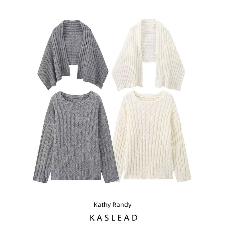 Kaslead New Arrival Women's Clothing Fashion Style Fashion Simple All-Match Long Sleeves Scarf Knitting Sweater