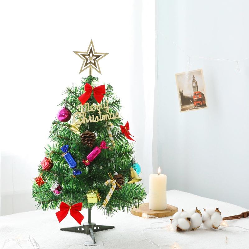 Diy 50cm Christmas Tree Package with Light 50cm Christmas Decoration Desktop Mini Christmas Tree Mall Arrangement Supplies