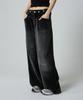 Unknown Planet Custom One-Pleat Wide Corduroy Pants Washed Black