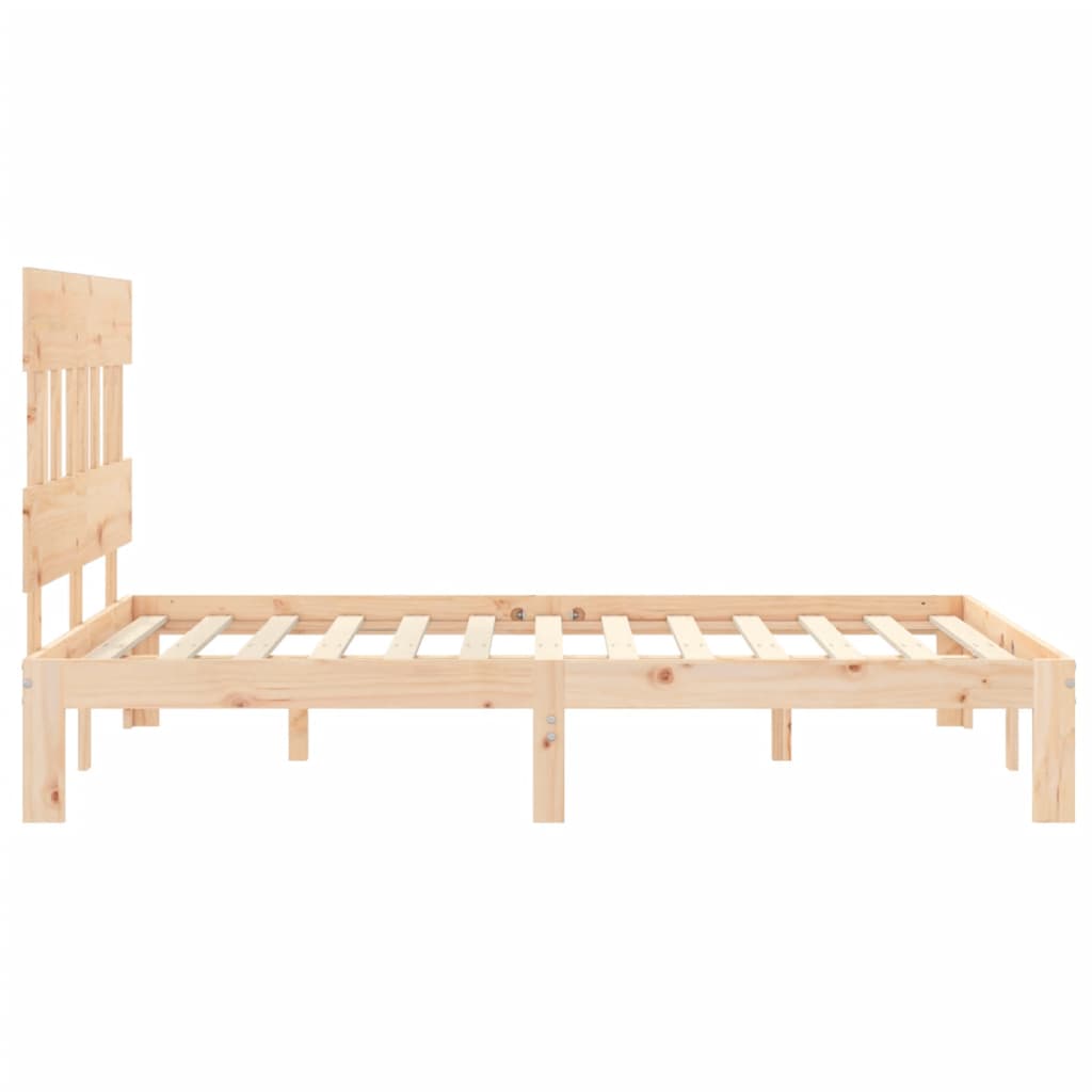 Vidaxl Bed Frame Without Mattress, 140X190 Cm, Solid Pine Wood