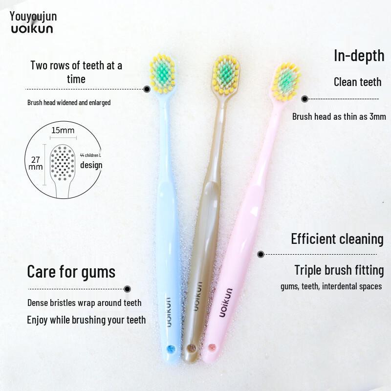 Youyoujun Wide Head Soft Toothbrushes (3-Pack)