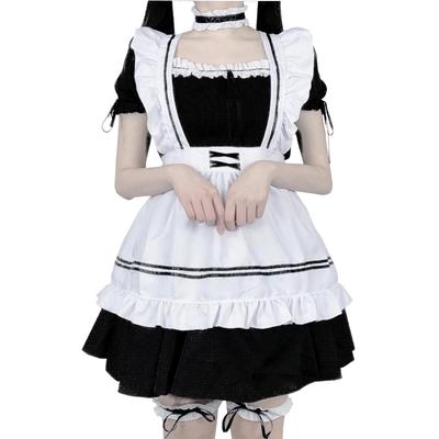 RONGUI Maid Costume Cosplay Gothic Maid Plus Size Apron, White, Frilled, Housekeeper, Lolita, Cross-Dressing, Lolita, Costume, (S)