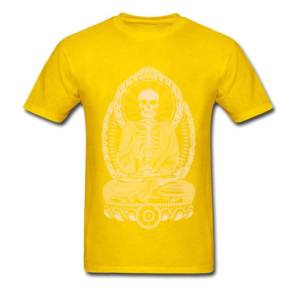 Starving Buddha Skeleton T-shirt Print Men T Shirt Aged Skull Tshirt Unique Design Adult Clothing Black Tops Cotton Tees