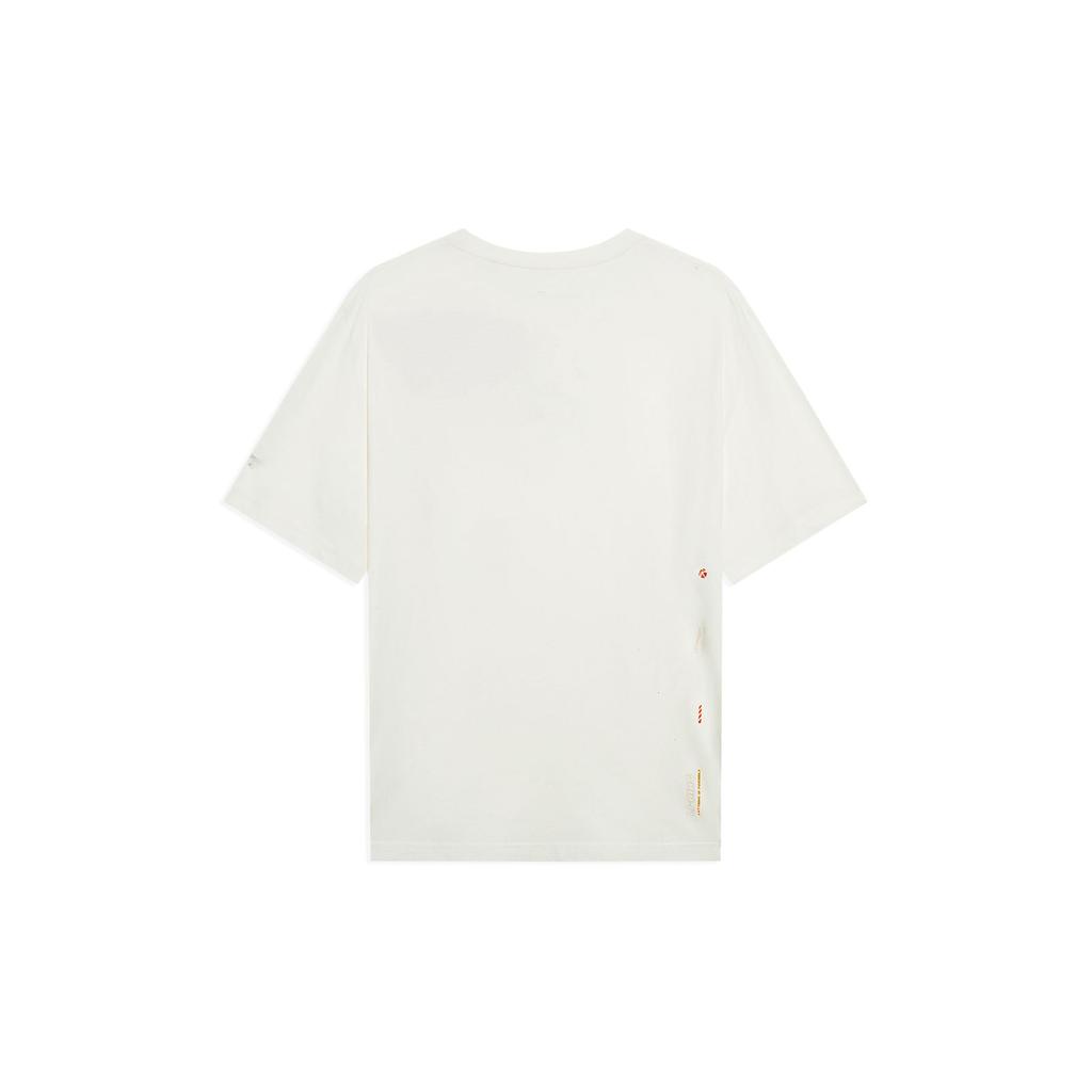 Li Ning Sports Trend Series Solid Color Letter Logo Print Round Neck Short Sleeve T-Shirt Men Tops Off-White AHST005-1