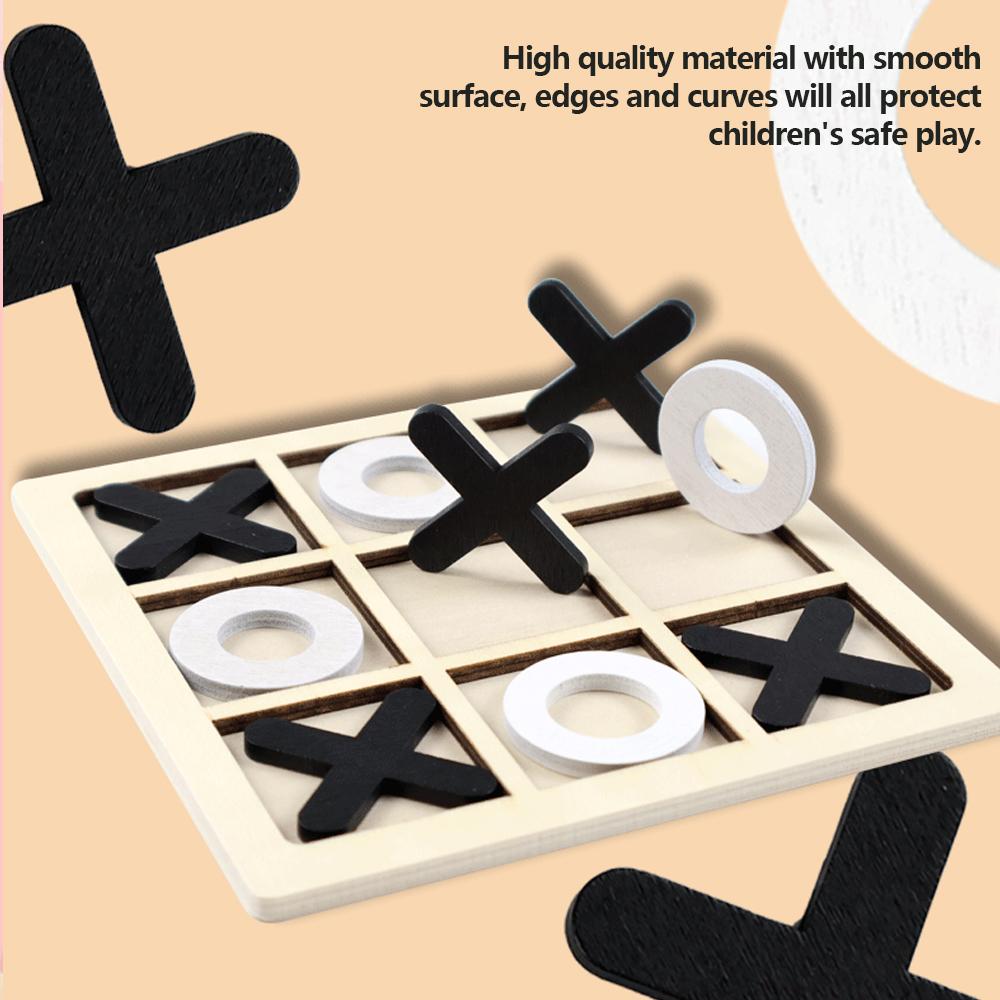 Holz XO Tic Tac Toe Spiel Mini Schachbrett Interaktion Puzzle Training Montessori Lernspielzeug Geschenk für Kinder Jungen Mädchen