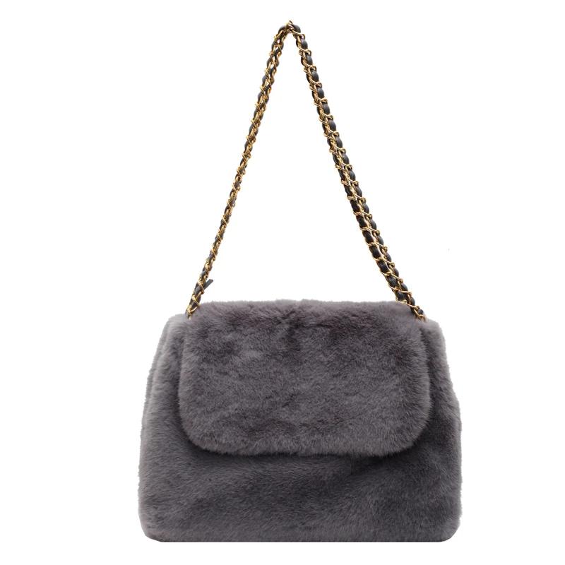 Fur Square Shoulder Bags with Chains High Quality Simple Versatile Luxury Sense Bags