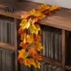 Artificial Plant Decor Fall Maple Leaf Garland, 3.3FT Bendable Autumn Foliage Vine, Theme Props for Thanksgiving Halloween Indoor Outdoor Home Mantle