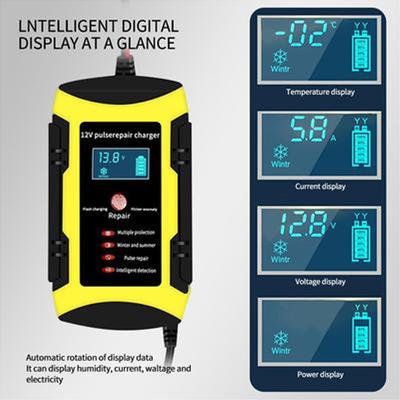 12V 6A Full Automatic Car Battery Charger 110V To 220V Fast Power Pulse Repair Charging for Wet Dry Lead Acid with Digital LCD Display