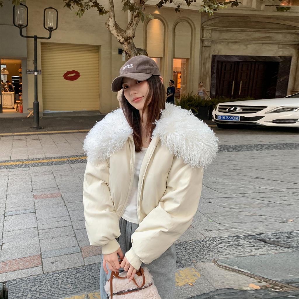 Winter new pu down cotton clothes women's short lamb wool collar pie to overcome the tide of thickened women's coats