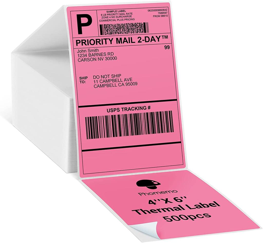 500 Pcs Thermal Shipping Waybill Label Stickers 4X6 A6 For Phomemo Pm-241Bt D520Bt 246S Portable Labeler Printer Mailing